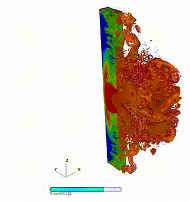 This is an example of a fully-coupled fluid-structure interaction blast effects simulation.